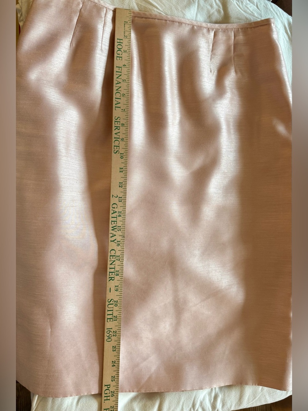 Le Suit Blush Pink Satin Two-Piece Skirt Suit Sz. 14 Career Mother-of-the-Bride - Picture 16 of 16